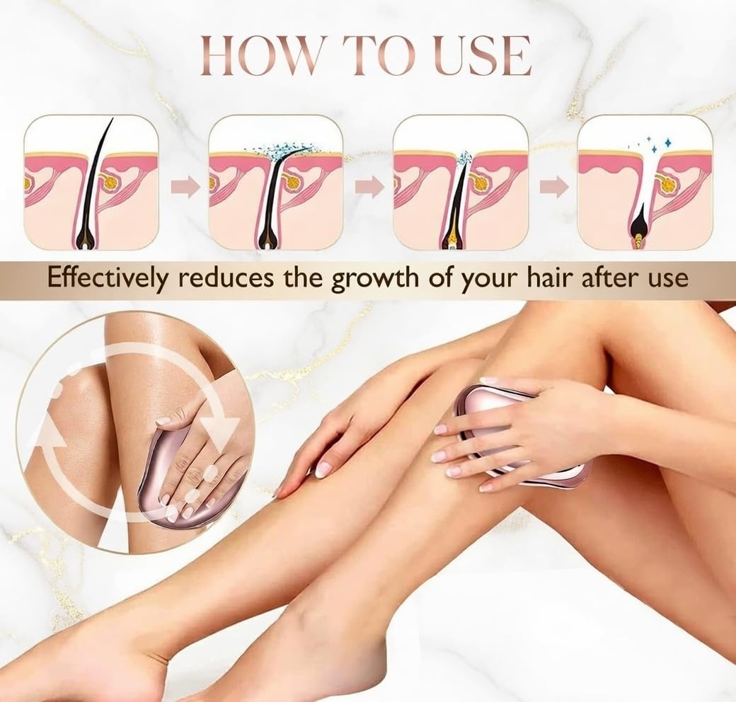 Crystal Hair Remover - Painless Glass Hair Eraser for Face, Leg, Body & Arm - Waterproof Epilator with Exfoliating Benefits - Compact & Travel-Friendly Design