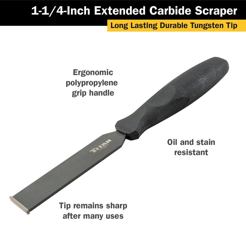 Titan 17022 Extra Long 1-1/4-Inch Carbide Scraper with Serrated Blade