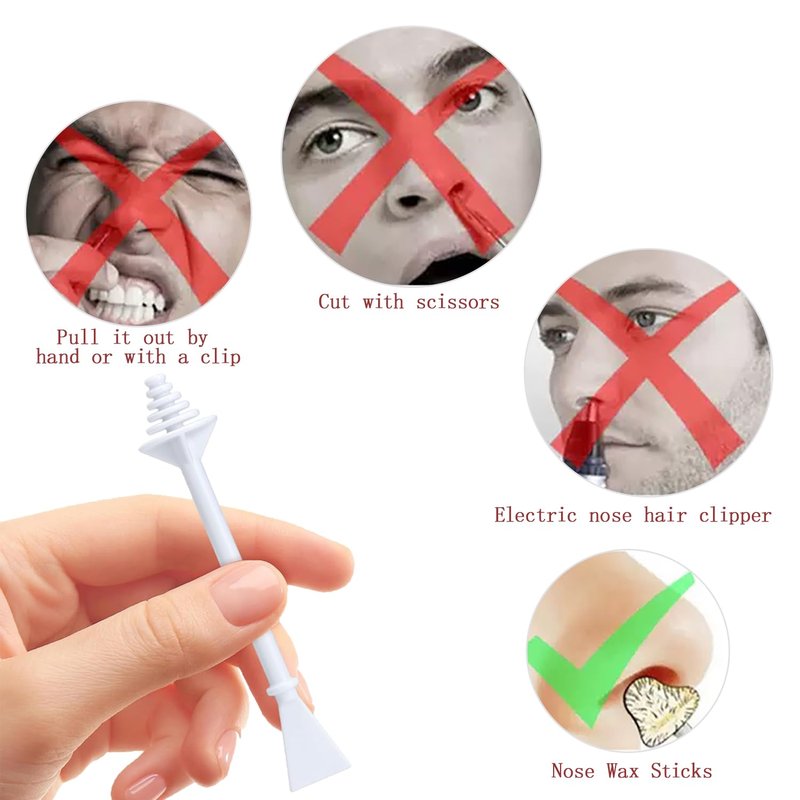NTOYDHSZ 100 Pcs Nose Wax Sticks, Disposable Plastic Nasal Hair Applicators, Dual-Ended for Nose/Ear/Eyebrow/Upper Lip, Painless & Easy-to-Use, Suitable for Men & Women, Home & Travel Use
