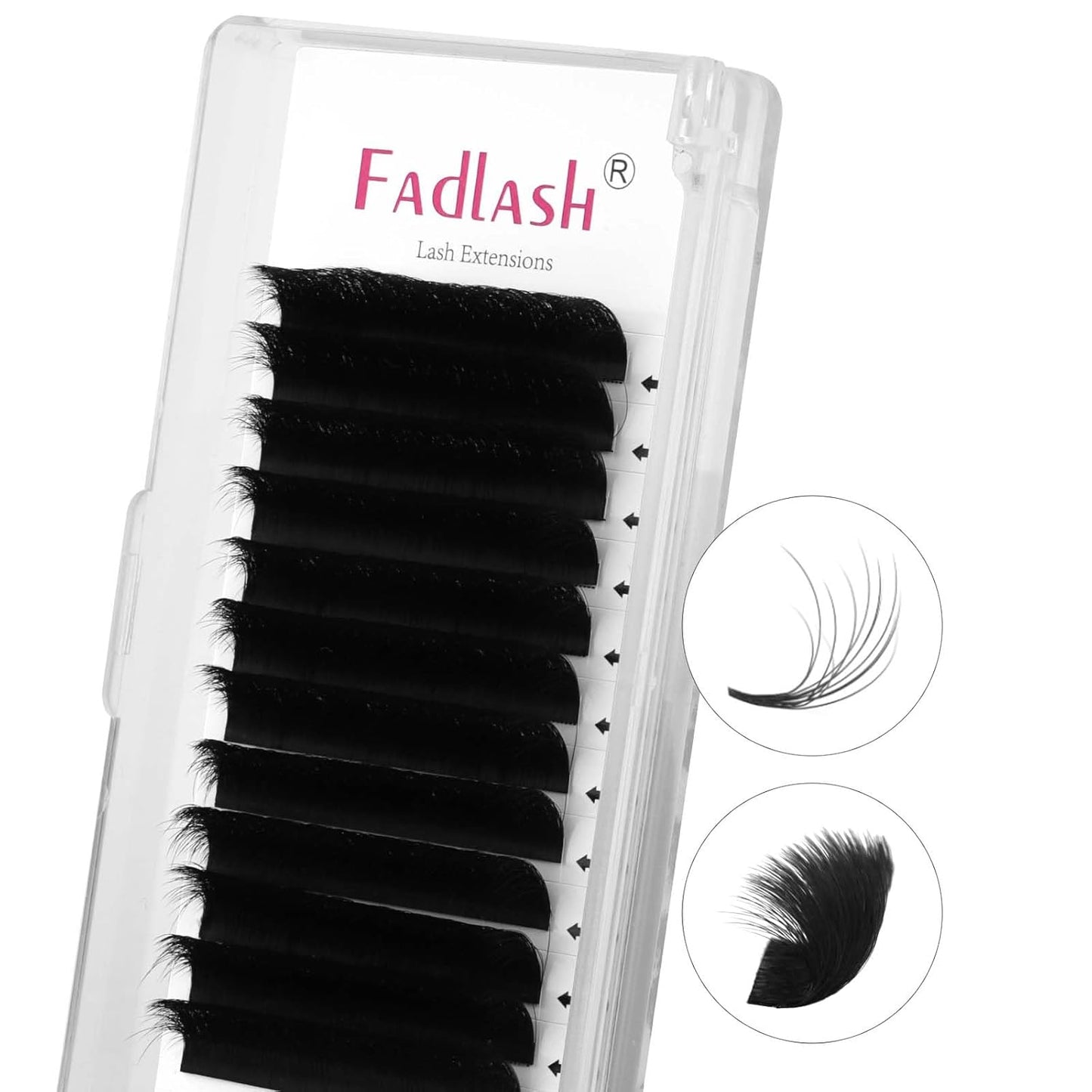 Easy Fan Lash Extensions - D Curl 0.07 Volume Mixed Trays | Soft Individual Lashes 8-14mm