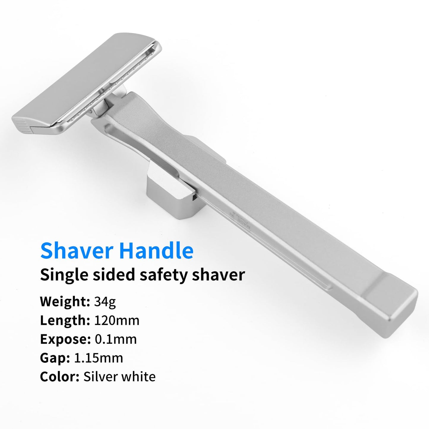 KAMPFE Safety Razor Made of 6061 Aluminum Alloy Material, GEM Single Sided Safetyshaver Shaver Handle for Men with Suction Cup Holder and Safety Razor Blades