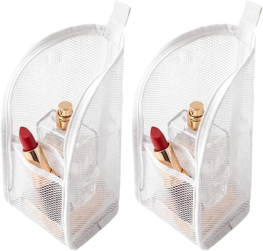 Large Capacity Waterproof Toiletry Bag - EVA Mesh Travel Organizer | Lightweight & Portable (White, 2 Pack)