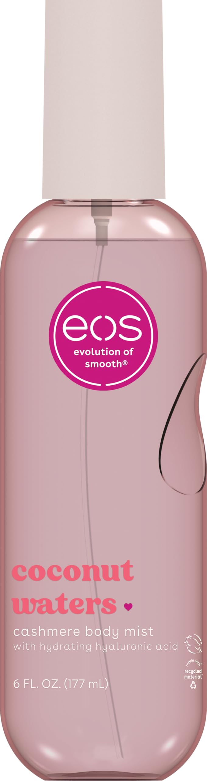 eos Cashmere Body Mist, Coconut Waters, Body Spray for Women, Hair Mist, Coconut Perfume, Moisturizing, Hyaluronic Acid, Glycerin, Vegan, Cruelty-free, 6 fl oz