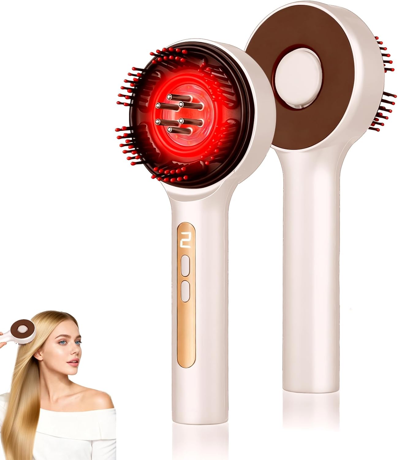 Scalp Massager - 3-in-1 Cordless Electric Hair Oil Applicator | IPX7 Waterproof, Portable Brush for Hair Growth & Dandruff Relief, White