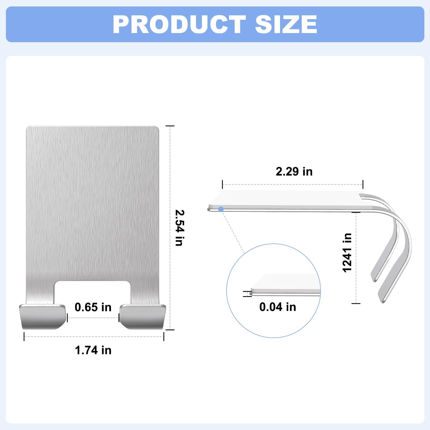 VIS'V Adhesive Razor Holder, Wall Mount Shower Razor Hooks for His and Hers, Metal, Waterproof, Silver, 2 Pcs