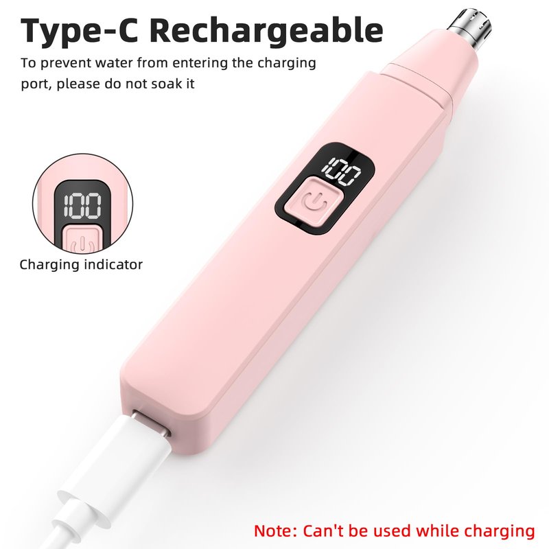 VOTEYO Nose Hair Trimmer Rechargeable Cordless Painless Ear Eyebrow Trimming Tool Dual Edge Blades Razor Easy Cleansing with LED Light for Man Woman (Rose)