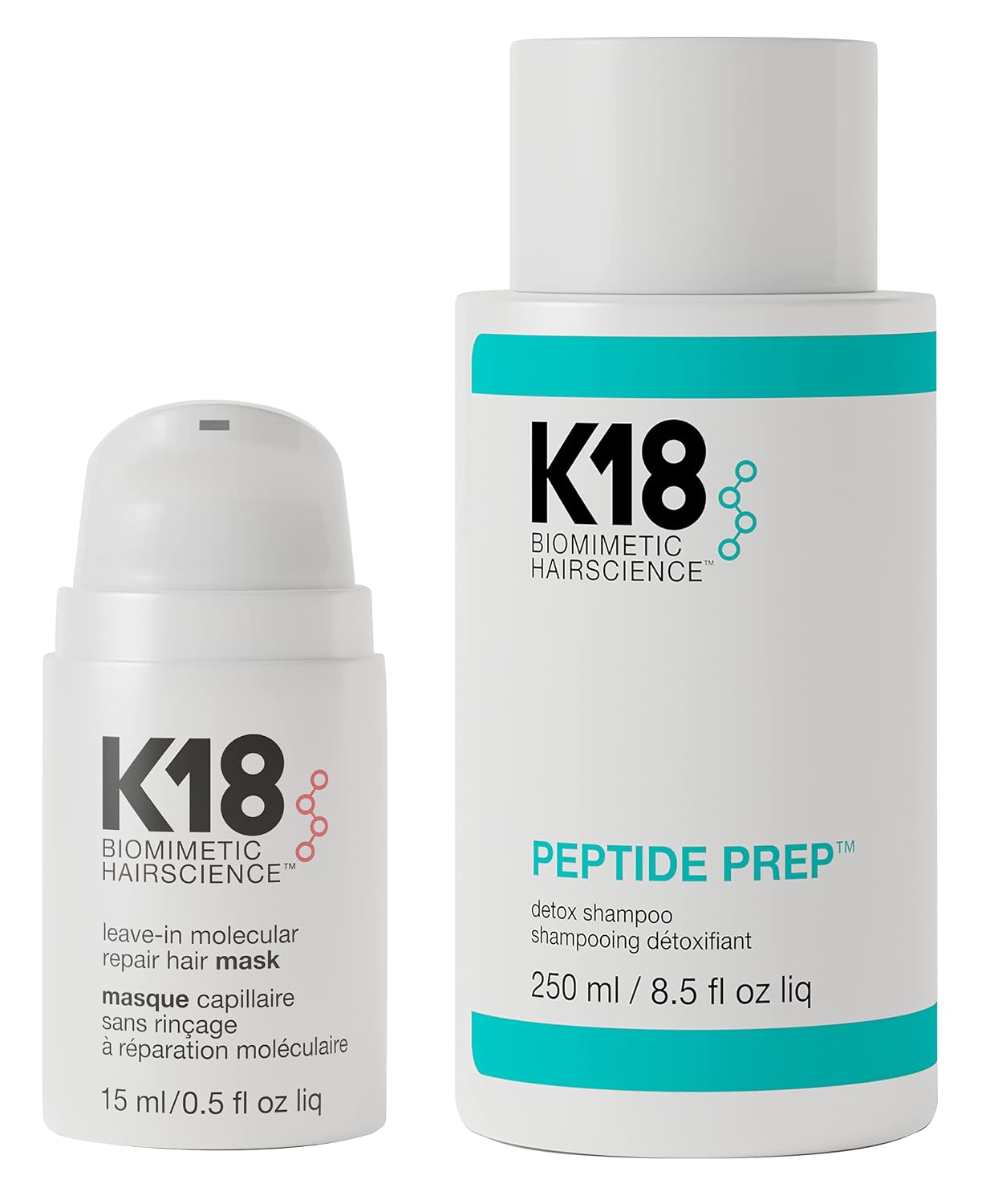 K18 Hair Repair Kit - Deep Conditioning Hair Mask & Detox Shampoo | 15ml & 8.5oz