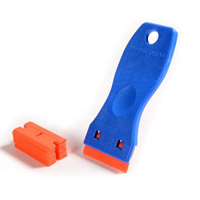 CANOPUS Plastic Scraper with 10 Plastic Razor Blades, Sticker Remover, Scraper Tool for Kitchen, Window, Glass, Decals, Labels, Stove Top, Paint