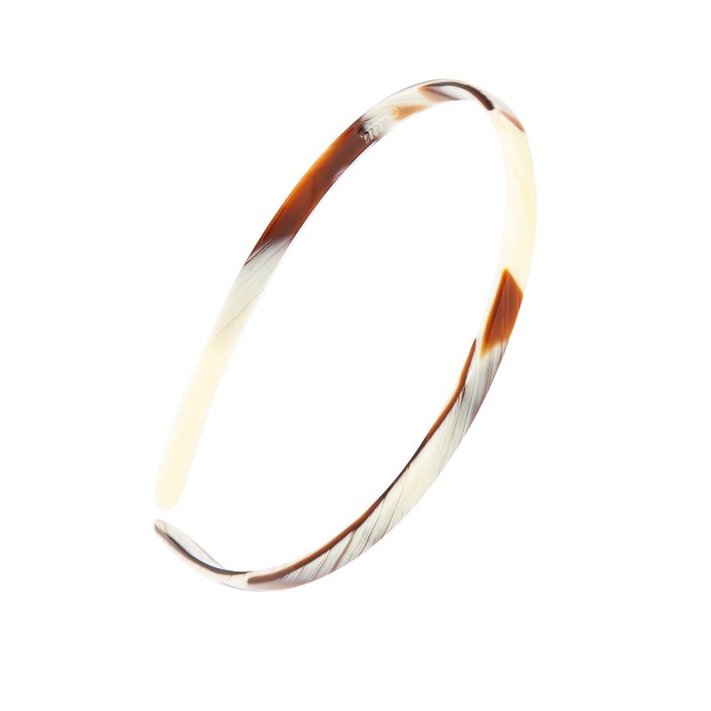 Thin Headband for Women, France Luxe 1/4" Ultracomfort Headband, Amber Brown & Ivory Natural Horn, Flexible Fit with No Slip Gentle Teeth, All-Day Hold