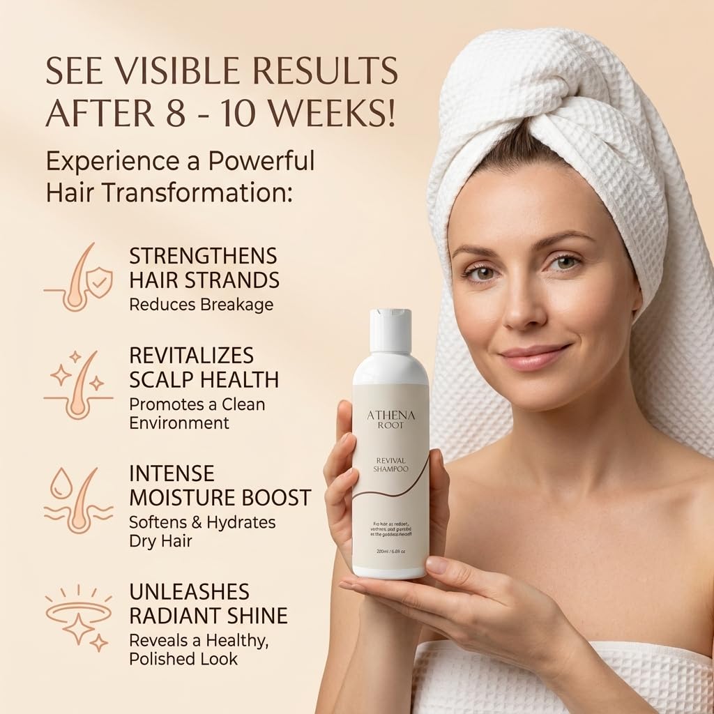 Athena Root Revival Shampoo - Hair Growth Formula for Thinning Hair | 6.8 Fl. Oz + Scalp Brush