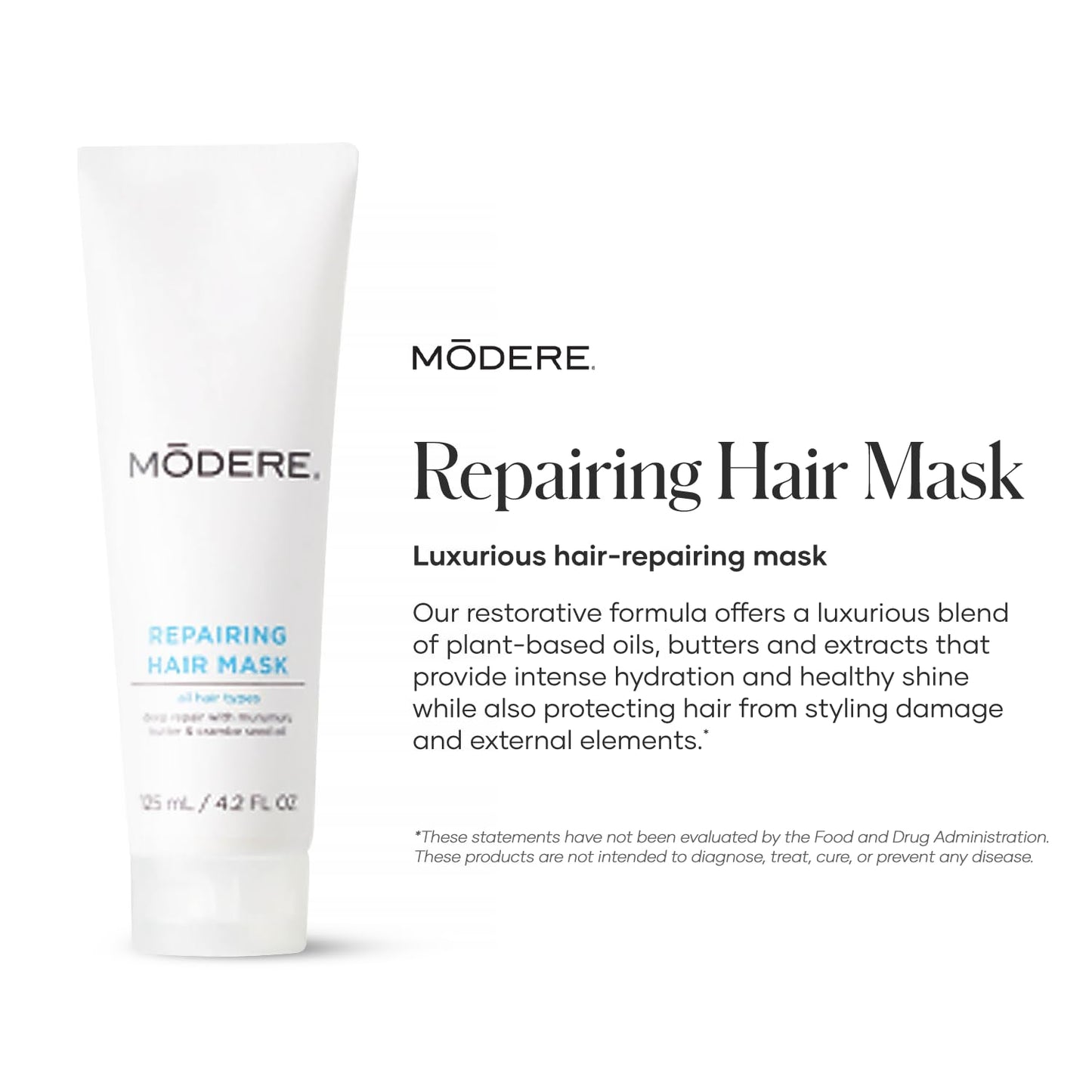 Modere - Repairing Hair Mask - Deep Conditioning Formula with Oils, Butters & Extracts for Shine, Hydration, Damage Protection - 125 mL