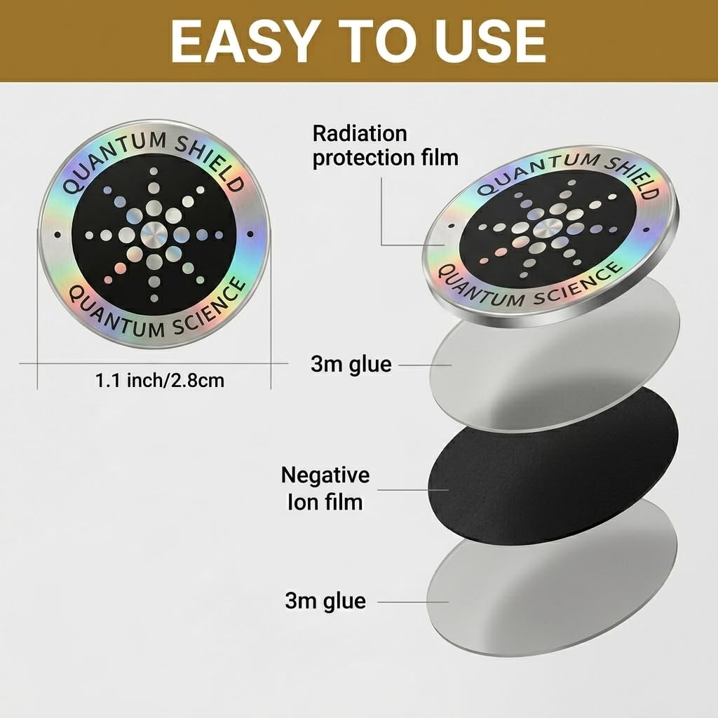 EMF Protection Stickers for Cell Phones 6-Pack Silver EMF Blocker Neutralizer Discs for Phones, Tablets, Laptops, WiFi & 5G Devices