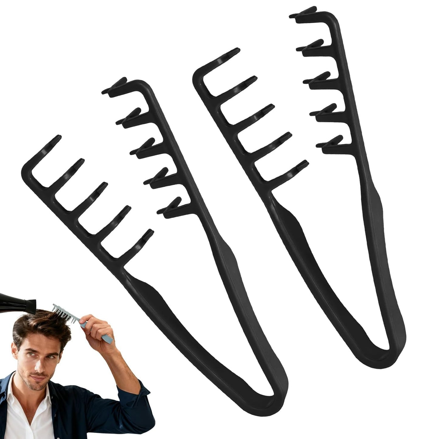 Volumizing Texture Comb - Wide-Tooth Styling Tool for Men & Women | Durable ABS Plastic, Textured Grip, Black