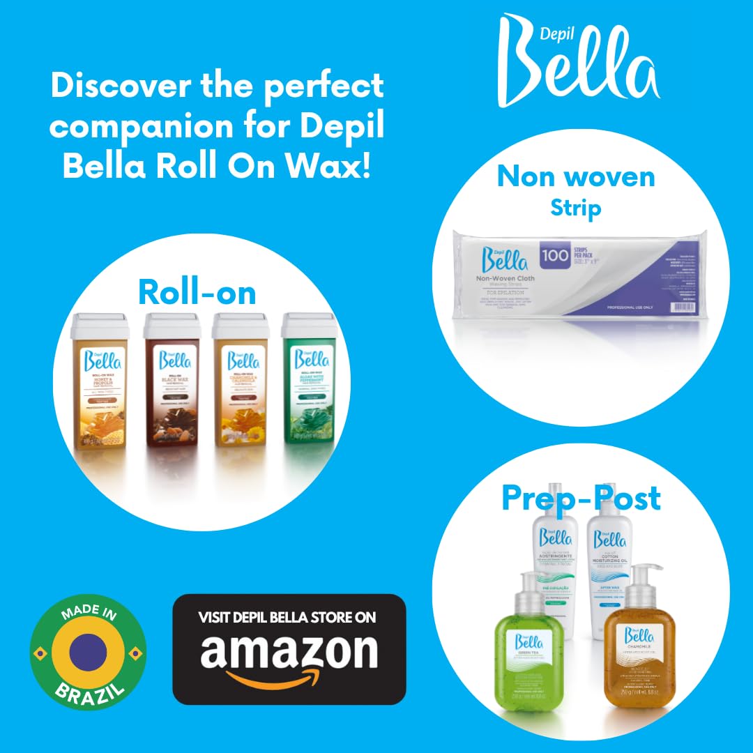Depil Bella Roll On Wax Honey and Propolis Depilatory | Body Waxing, Hair Removal Wax-Cartridge | For Men and Women | Home Self Waxing | Sensitive Skin | Dermatologically Tested | Painless (3 PACK)