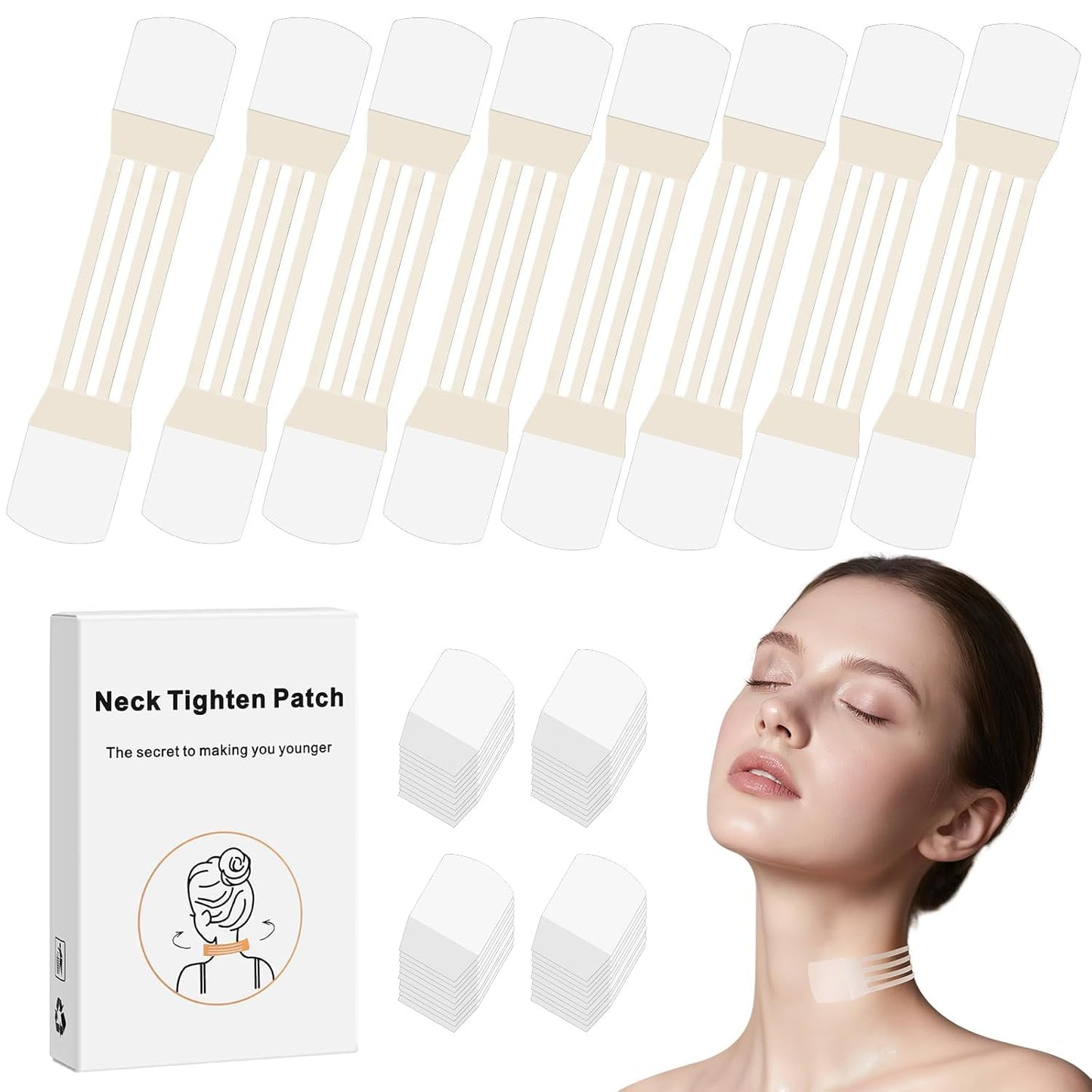 Neck Lift Tape - Reusable Face & Neck Lifting Strips for Anti-Aging | 48 PCS Neck Wrinkle Patches