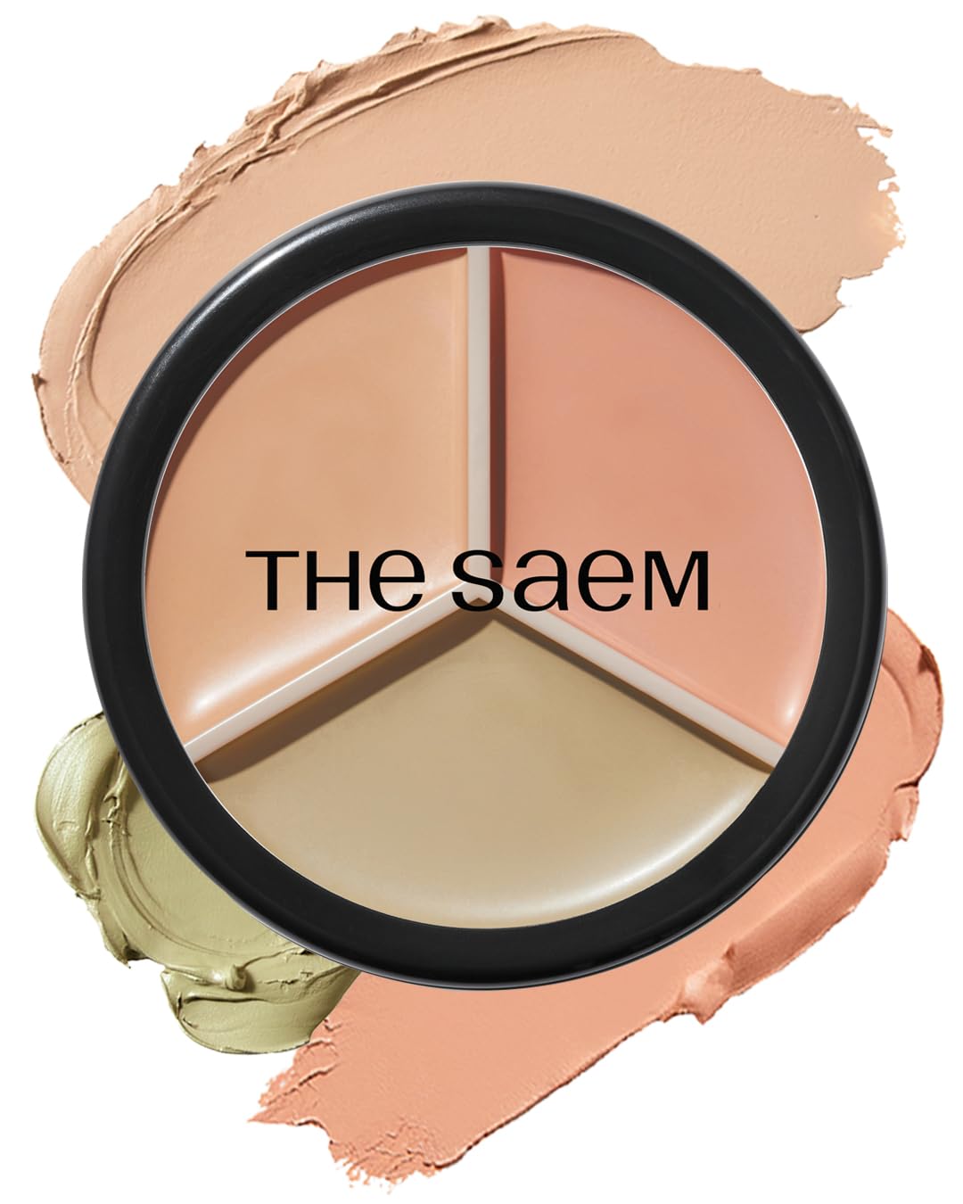 THESAEM Cover Perfection Triple Pot Concealer - Multi-Color Concealer Palette for Dark Circles & Redness | 3 Shades with Almond Oil