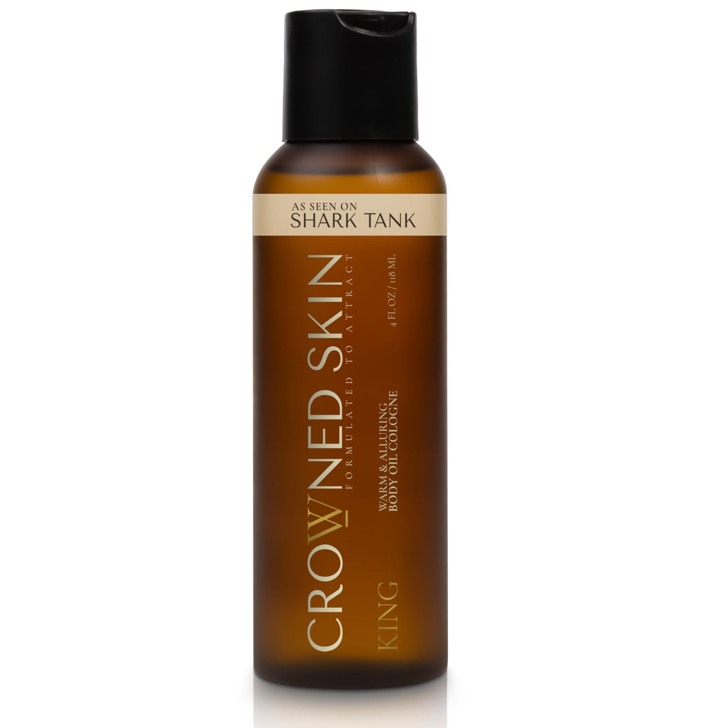 Crowned Skin King Body Oil Cologne for Men | Warm and Alluring Scent | As Seen On Shark Tank | Blended with Sandalwood & Leather | Infused with Jojoba and Grapeseed Oil | All-Day Fragrance | 4oz
