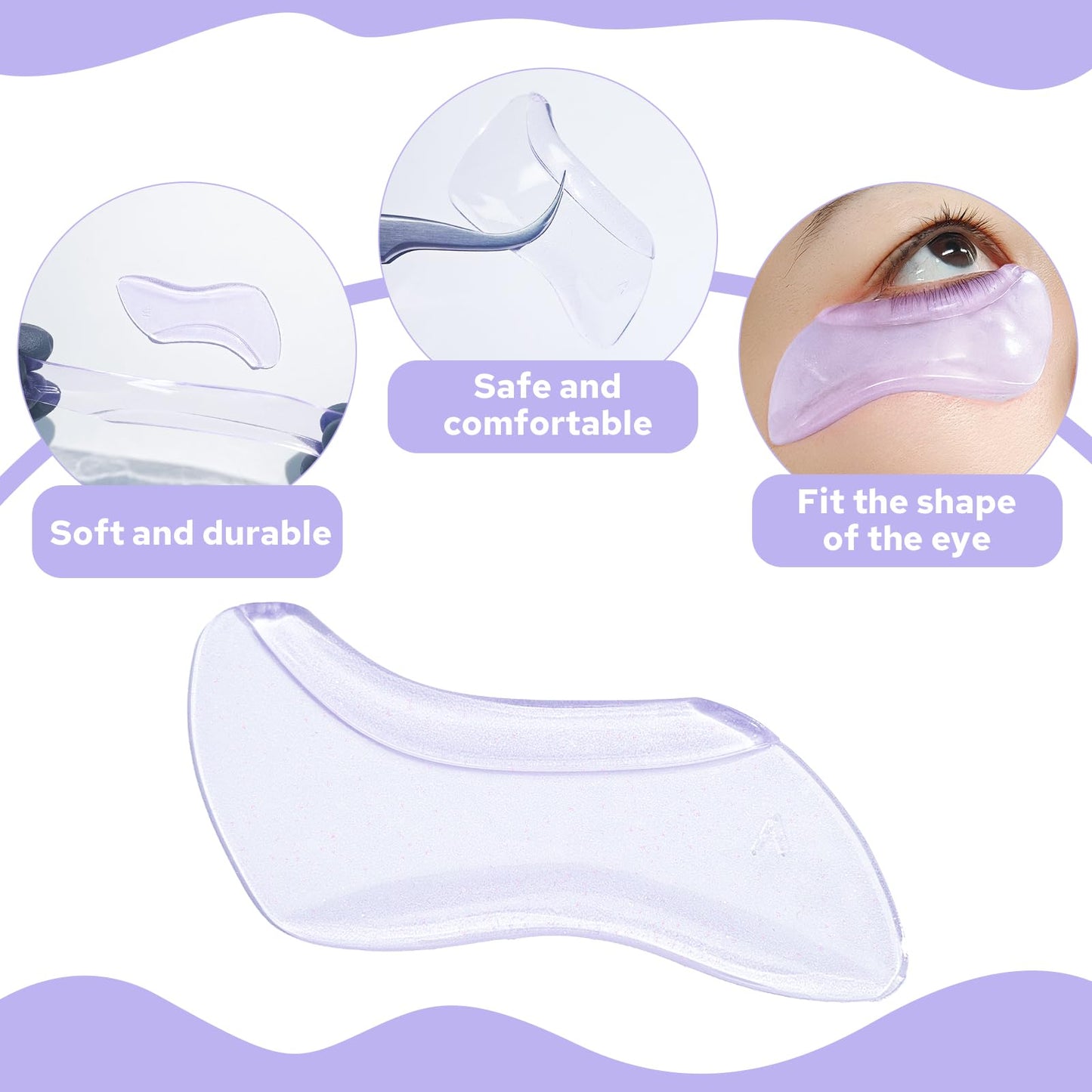 Libeauty Self-Adhesive Lash Lift Shields, 6 Pcs Lower Eyelash Lift Pads for Lifting and Curling, Silicone Lash Rods for Upper Eyelash Perm and Color, Reusable for Salon & DIY Use