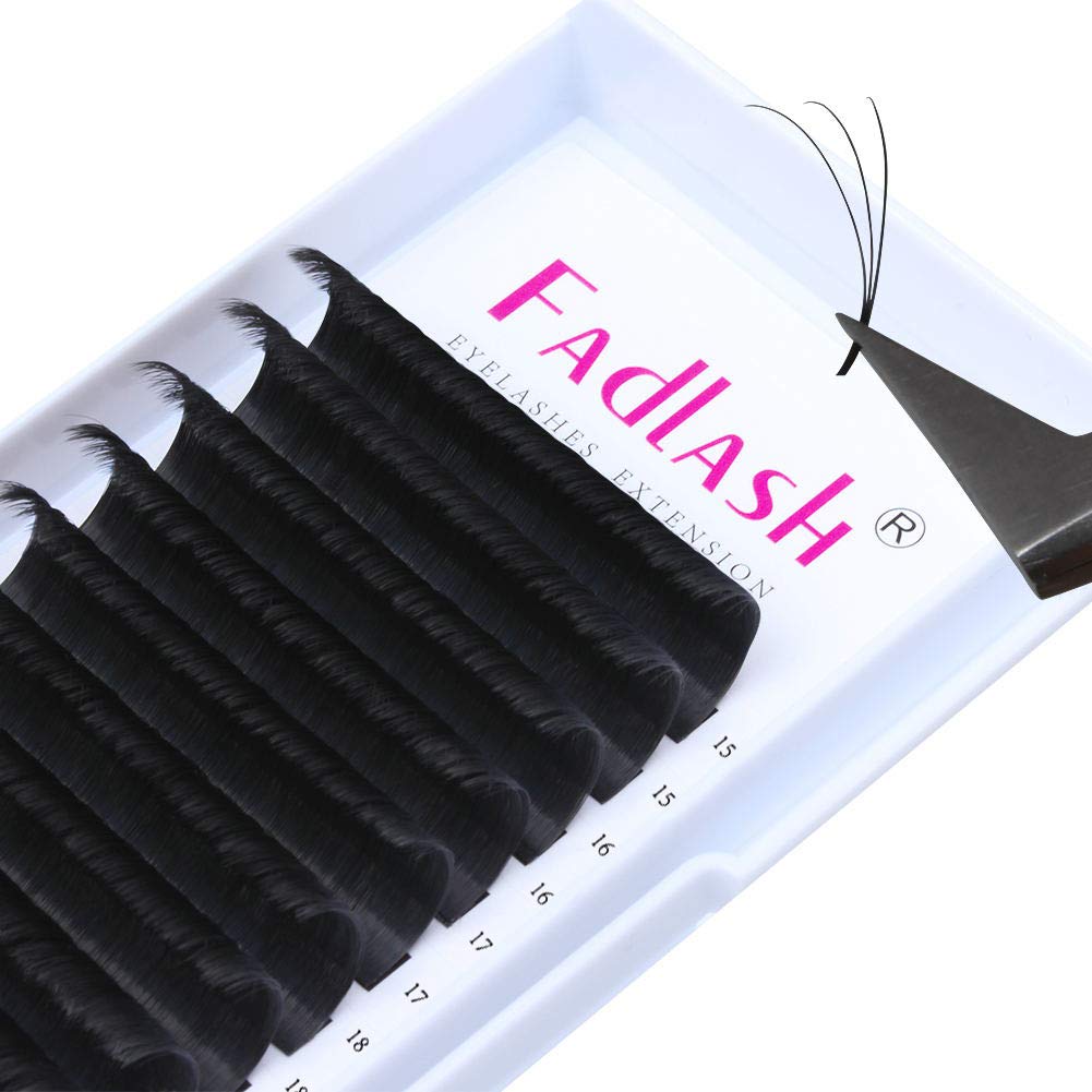 Easy Fan Lash Extensions - D Curl 0.07 Volume Mixed Trays | Soft Individual Lashes 8-14mm