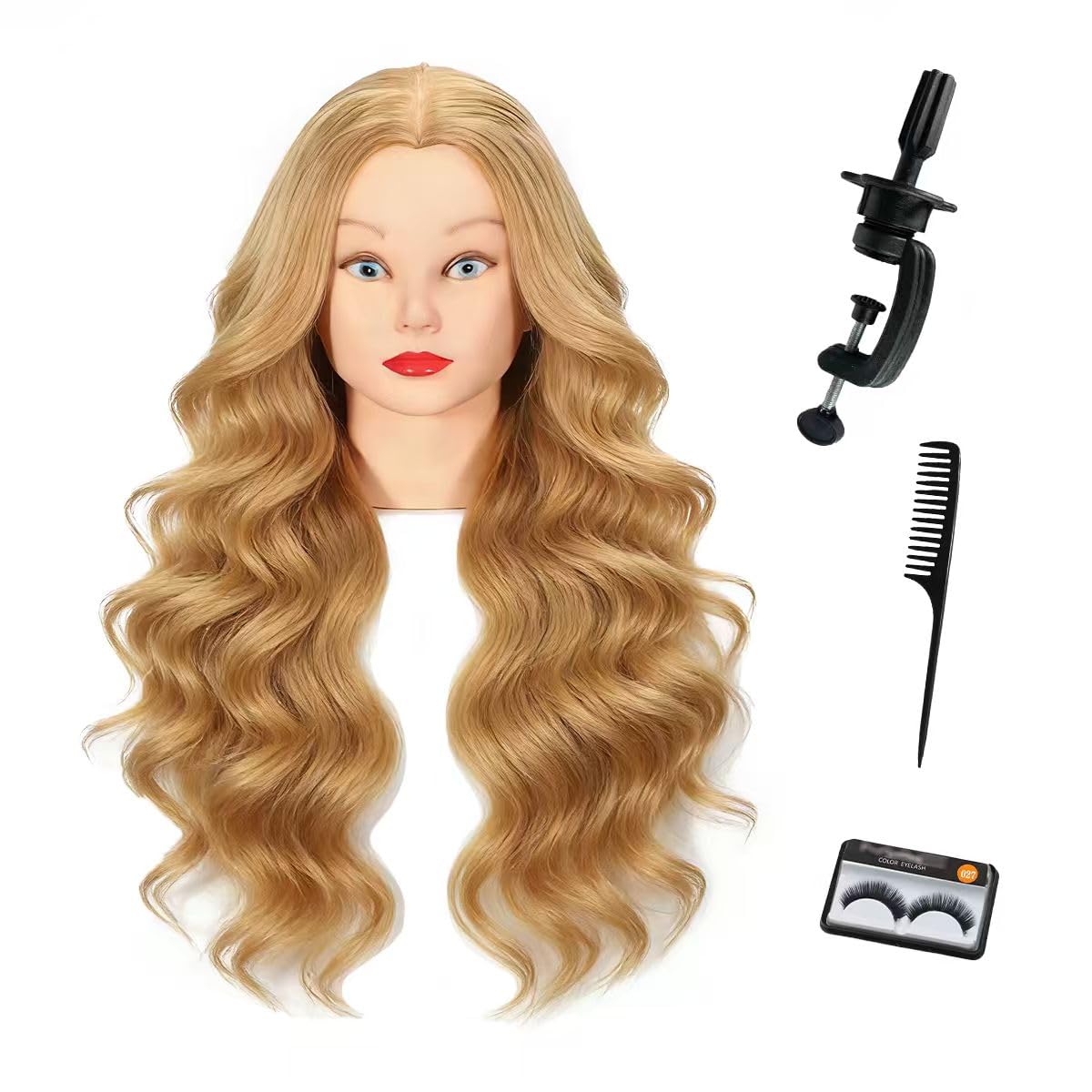 Human Hair Mannequin Head for Hairstyling | Heat Resistant Doll Head for Cosmetology Practice (Blond 27#)
