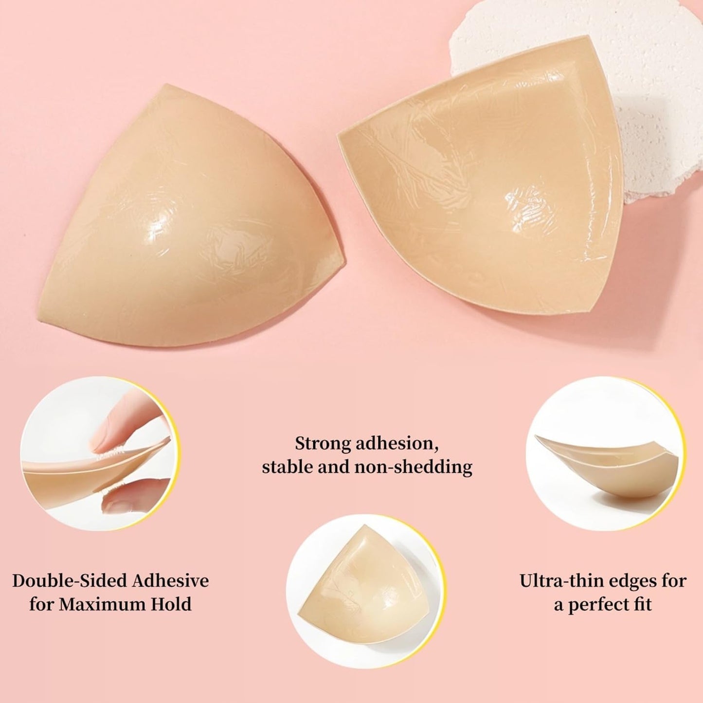 Double-Sided Sticky Inserts for D+ Cups - Reusable Adhesive Lifting Bras | Lightly Padded, Large Size