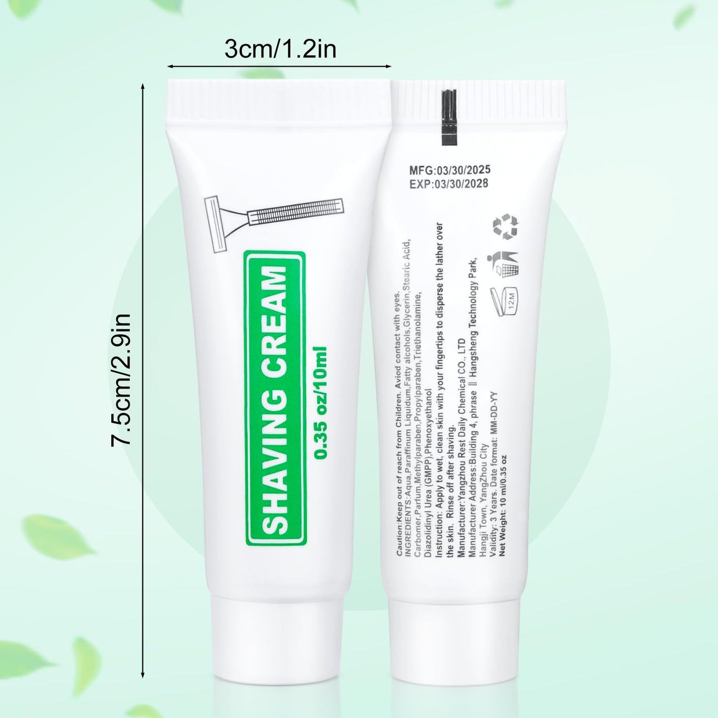 Travel Size Shaving Cream Bulk Pack of 50,Individually Wrapped 10ml/0.35fl oz Mini Disposable Shaving Cream in Bulk 1.2x2.9 inch Travel Size Toiletries Amenities for Guests,Homeless,Charity