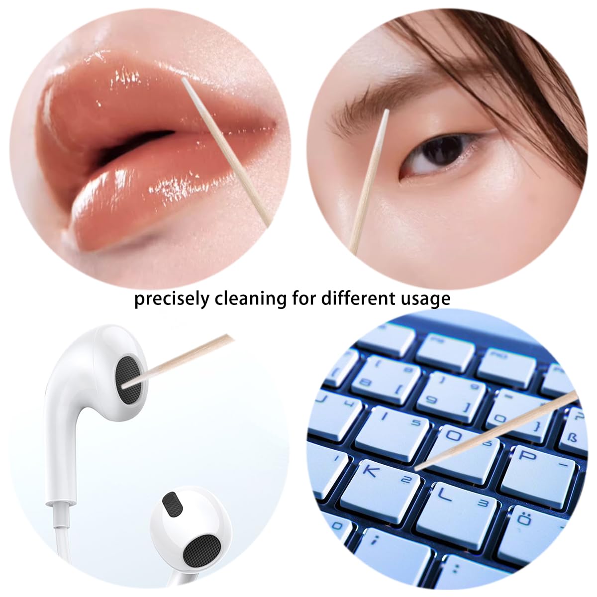 Precision Tip Cotton Swabs - 200PCS Pointed Wooden Sticks for Makeup, Nail Polish & Microblading | Disposable Applicators