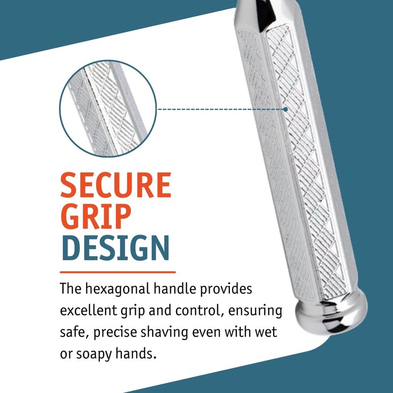 MERKUR 41C Double Edge Safety Razor, Open Tooth Comb, Three-Piece Design, Standard Handle, Bright Chrome Finish, Made in Germany