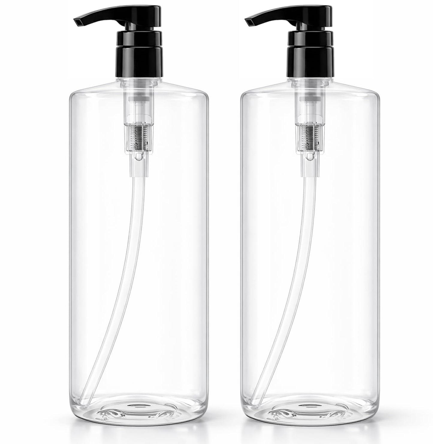 Bar5F Empty Pump Bottles 32 oz. (1-Liter) BPA-Free Crystal-Clear USA 2-Pack