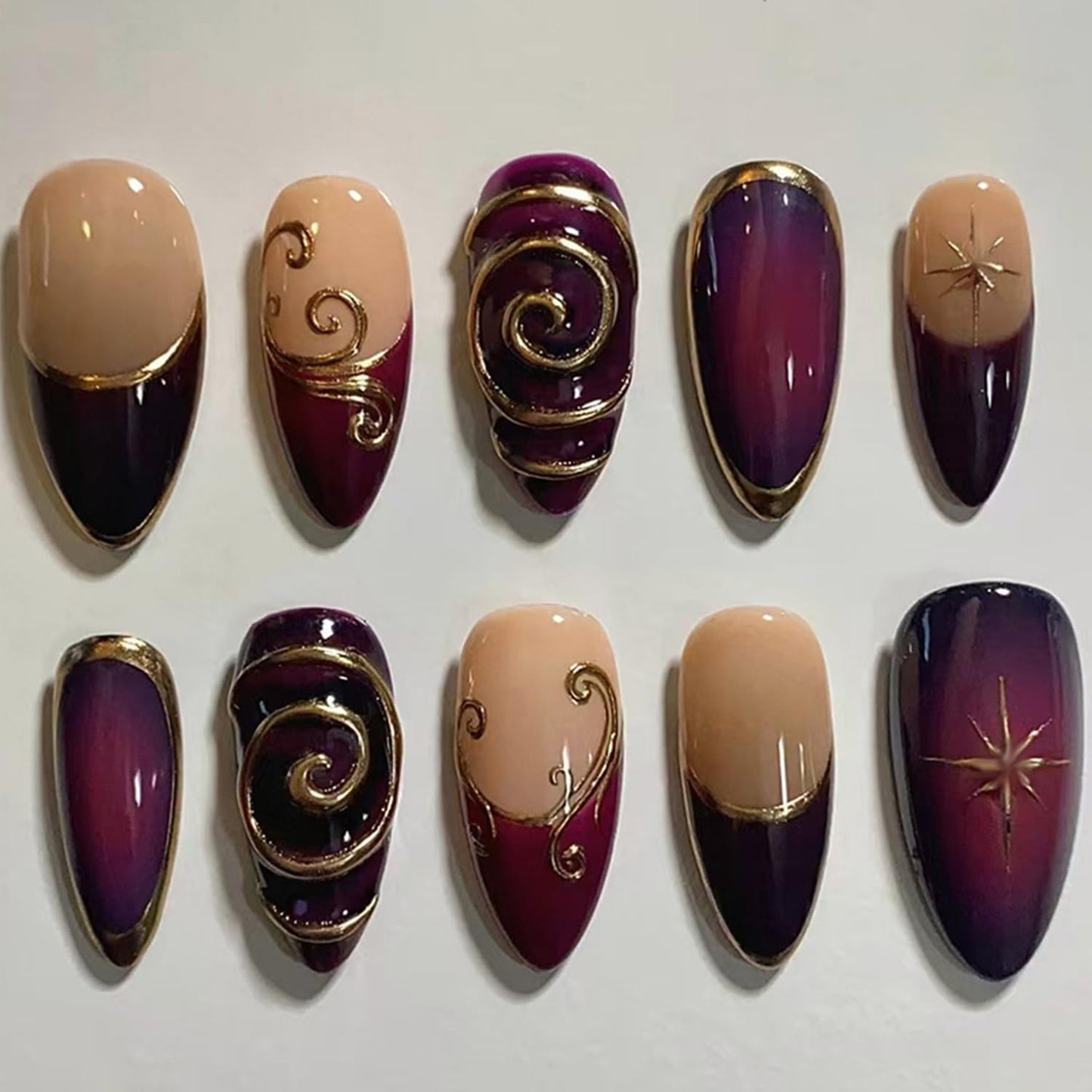 Press-On Nails - 30 Pcs Pink Flower French Tip Design | Short Almond 3D Floral Full Cover Acrylic Set