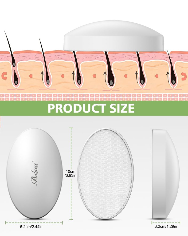 BALUCA Crystal Hair Eraser for Women and Men, Painless Glass Crystal Hair Removal Tool for Legs, Arms, Back, Reusable Exfoliating Hair Remover with Gentle Skin Smoothing, White