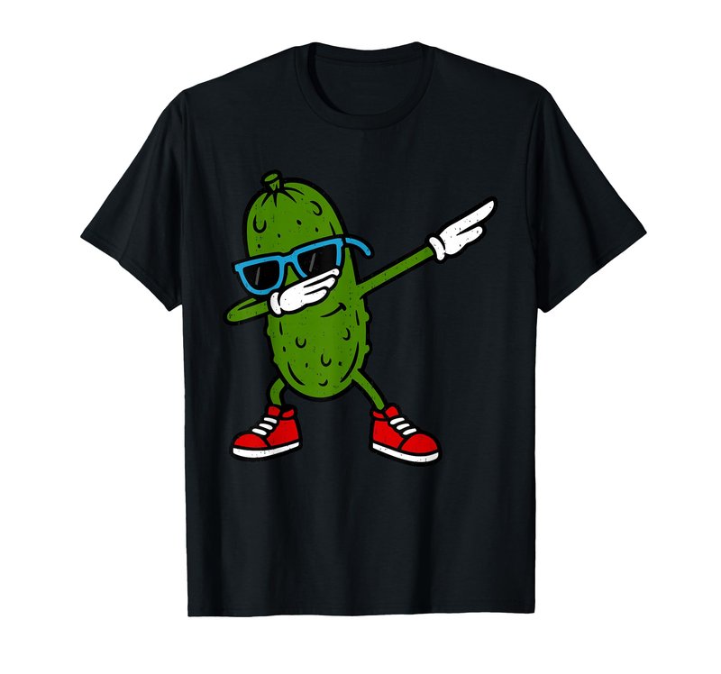 Dabbing Pickle Cucumber Sunglass Vegan Food Lover Dab Dance T-Shirt