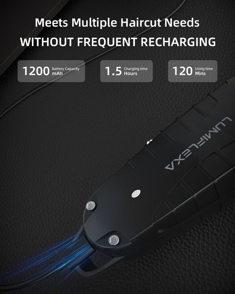 Lumiflexa Professional Hair/Beard Trimmer for Men, USB-C Rechargeable Hair Trimmer for Men with Stainless Steel Blades, Zero Gapped Hair Clippers for Barber, Cordless Rechargeable Hair Clippers