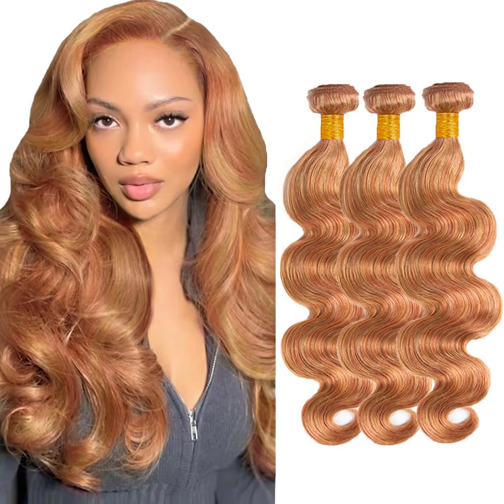 30 30 30 Inch Honey Blonde Human Hair Bundles Color 30 Brown Body Wave Bundles Peruvian Virgin P2730 Highlight Brown Bundle Hair Extensions