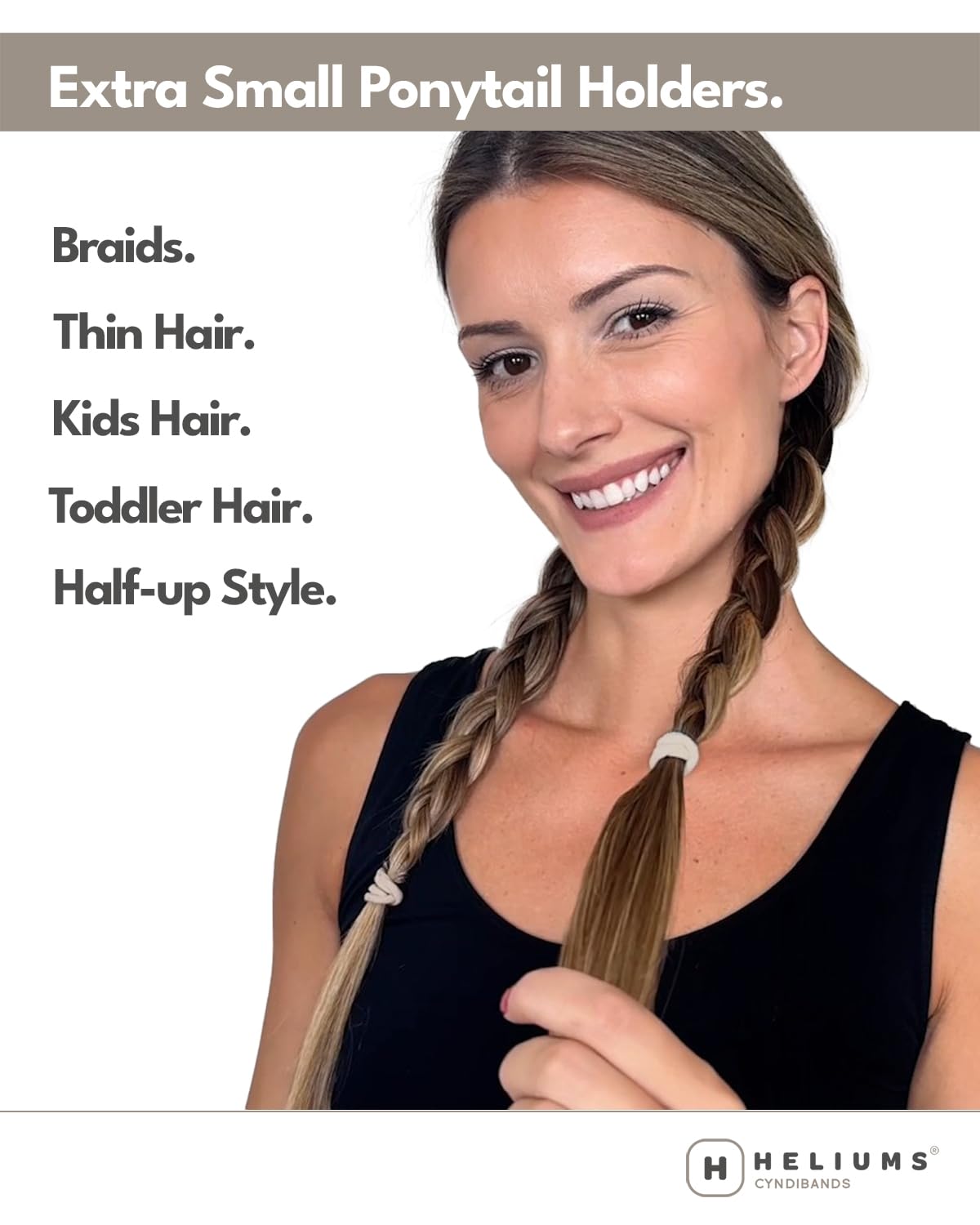 Heliums Extra Small Hair Ties No Damage - Mini 0.7 Inch Tiny Soft Seamless Hair Bands for Toddlers, Braids, Kids Ponytails- 40 Count