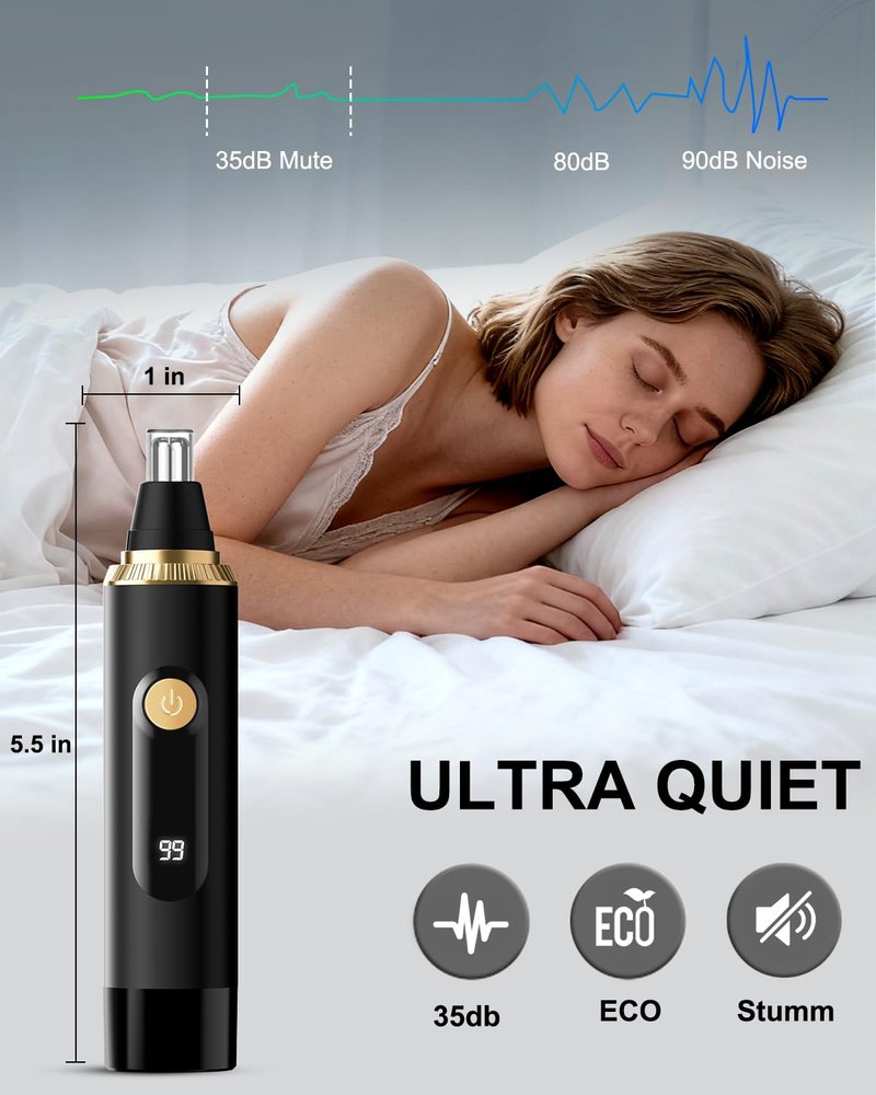Nose Hair Trimmer for Men and Women,2025 Professional Painless IPX7 Waterproof Eyebrow & Facial Hair Trimmer,USB Rechargeable with LED Display Dual-Edge Blades for Smoother Cutting,Christmas Gifts