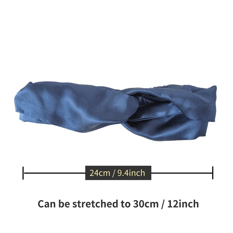 ZIMASILK 100% Mulberry Silk Headband - Elastic Twisted Hair Wrap for Women | Non-Slip Sleep Accessory (Navy Blue)