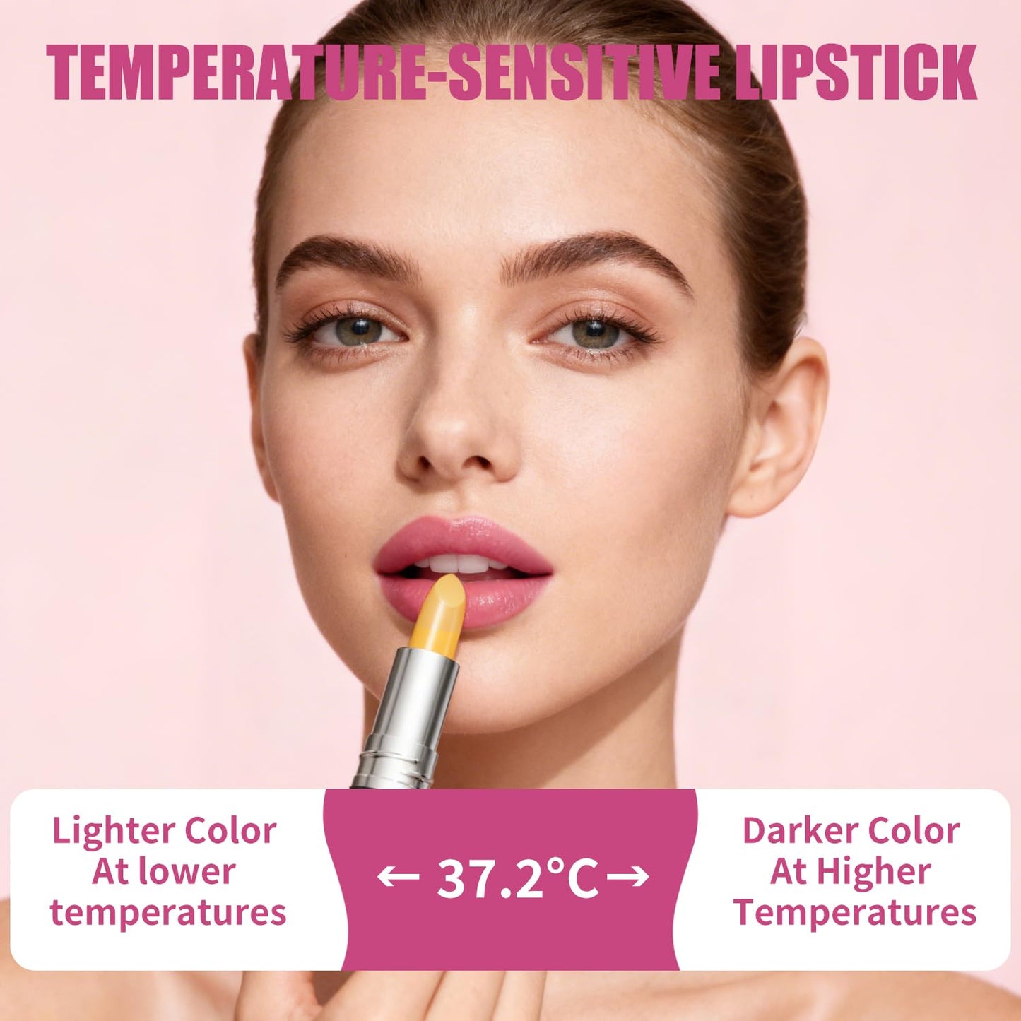 QIC Color Changing Lipstick，PH Lipstick Color Changing, Long Lasting Nutritious Balm, Temperature Change Moisturizer,lipstick for women， Long Lasting