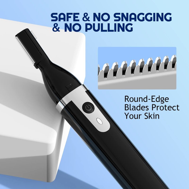 Dapsang Eyebrow Trimmer Electric Eyebrow Razor for Men, Rechargeable Facial Hair Shaver Painless Detail Trimmer with Rinseable Blade for Face Beard Neck (Black)