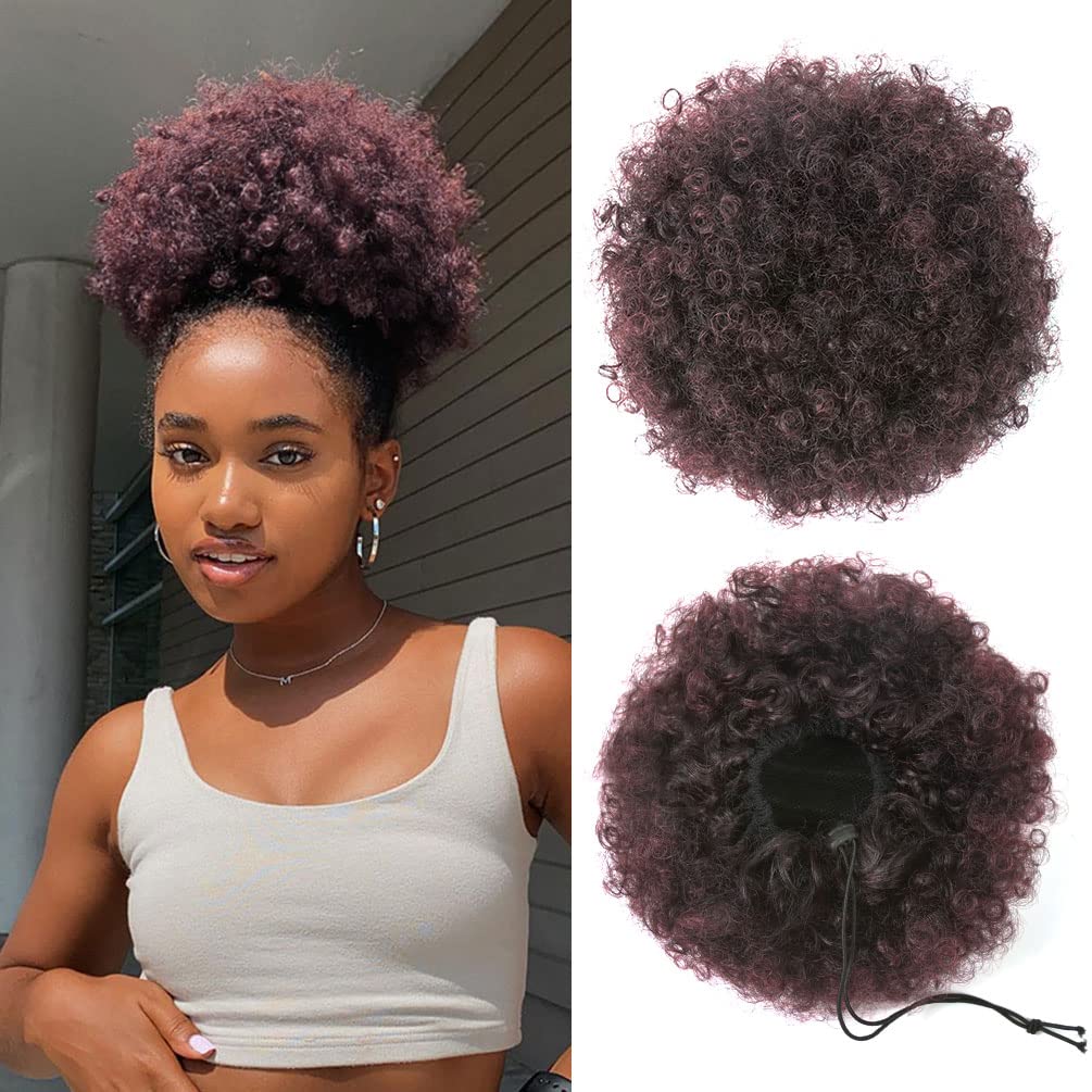 Afro Puff Drawstring Ponytail for Black Women - Premium Ombre Gray Bun | Stylish & Versatile Hair Accessory