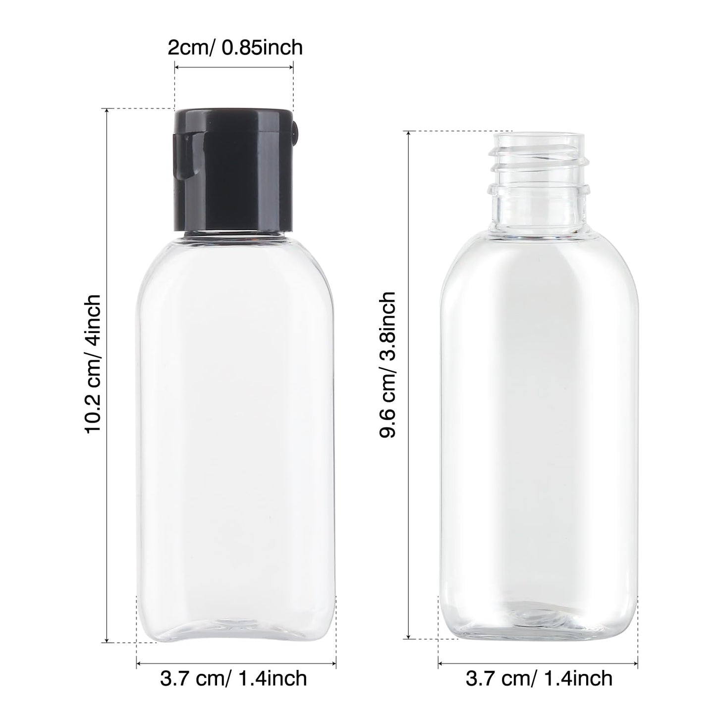 Gungtien Travel Bottles for Toiletries BPA-Free Empty Squeeze Containers,6 Pack 1.69 oz Refillable Squeeze Bottle, Leak Proof Small Plastic Shampoo Containers with Labels