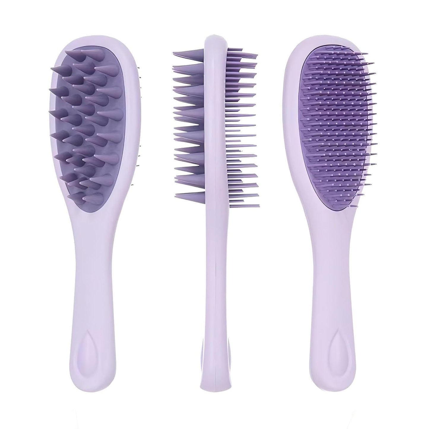 Long Handle Silicone Scalp Massage Brush - 2-in-1 Double-Sided Hair Comb for Shampooing