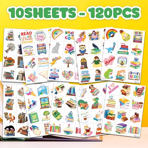 120 PCS Reading Themed Temporary Tattoos for Kids - 91TATTOOS, 120 PCS Book Tattoos
