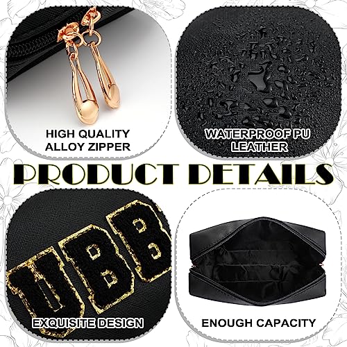 Wifey & Hubby Patch Makeup Bag Set - Waterproof PU Leather Travel Organizer