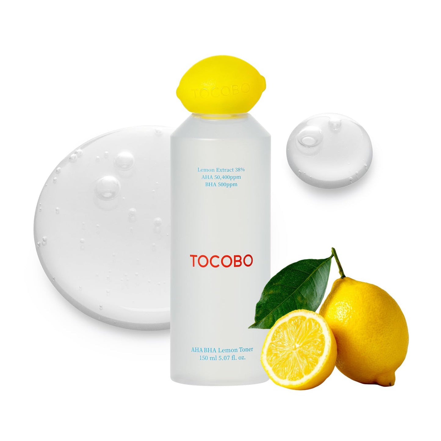 TOCOBO Korean Skincare AHA BHA Lemon Facial Toner – 38% Lemon Extract Vitamin C Brightening Skin Toner, Daily Exfoliating Face Liquid for Dead Skin Cells, Vegan K-Beauty, 5.07 Fl Oz