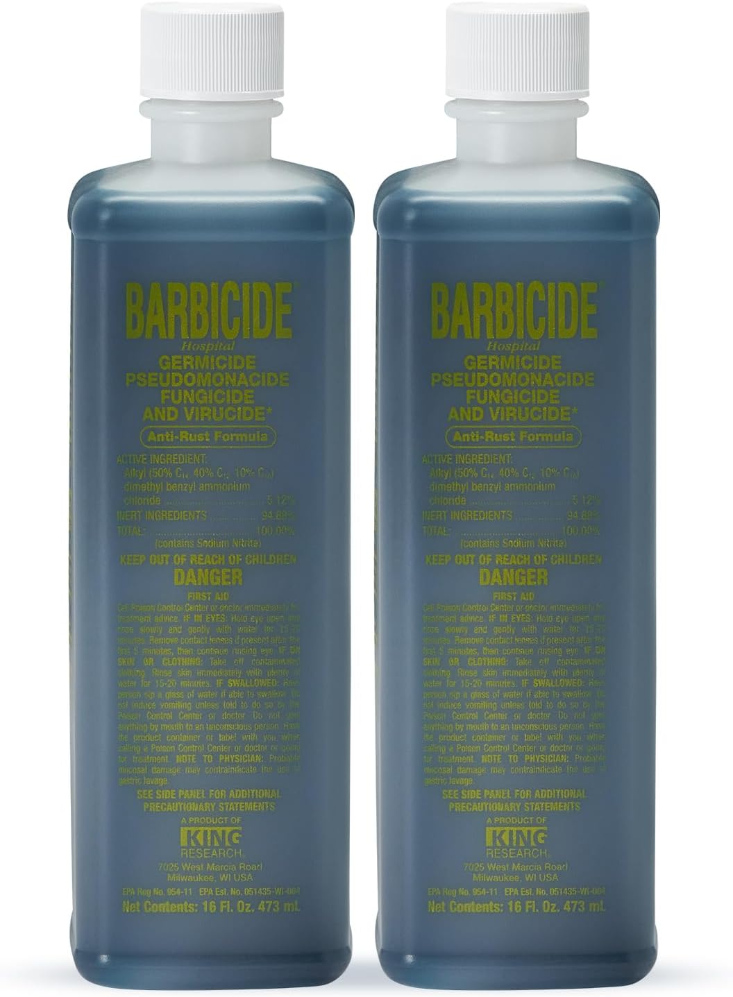 Barbicide Disinfectant Concentrate - Hospital-Grade Germicide for Salons | 16 Fl Oz Pint, Anti-Rust Solution for Tools