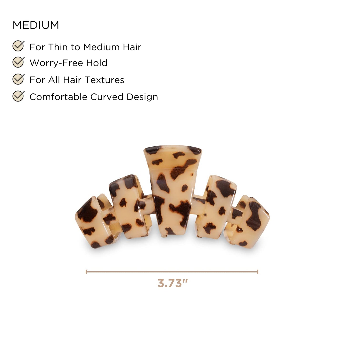 Medium Hair Clip - Strong Grip & Bendable Teeth for All Hair Textures | Blonde Tortoise