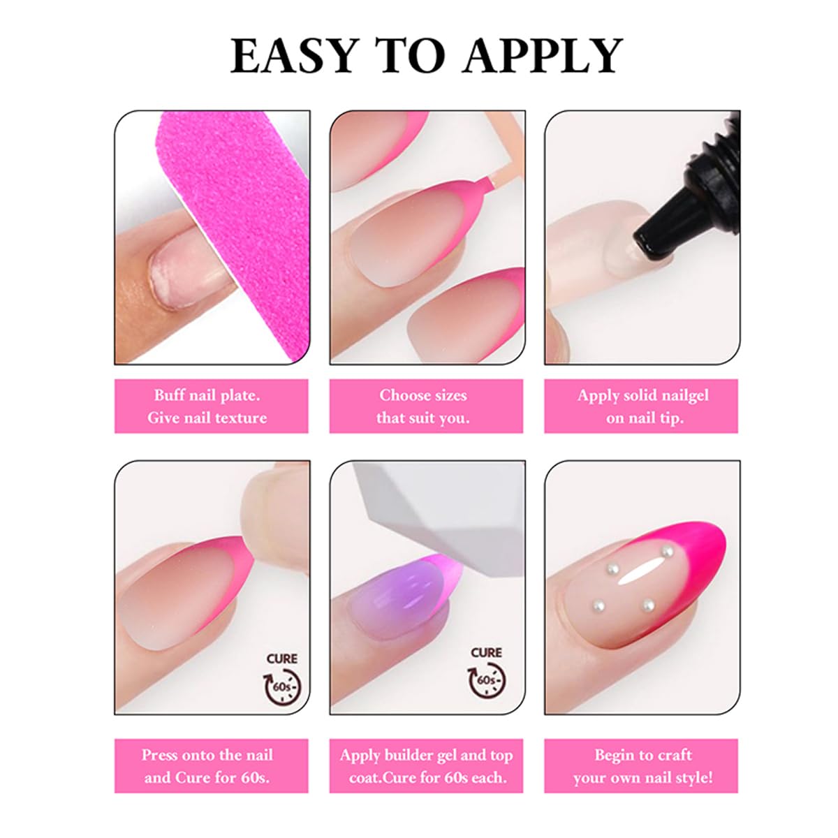 Polka Dot Press on Nails French Tip Fake Nails Medium Oval Glue on Nail with Designs Stripes, Checkered & Summer, Glossy Blue Yellow False Nail Full Cover Stick on Nails for Women Manicure 24Pcs