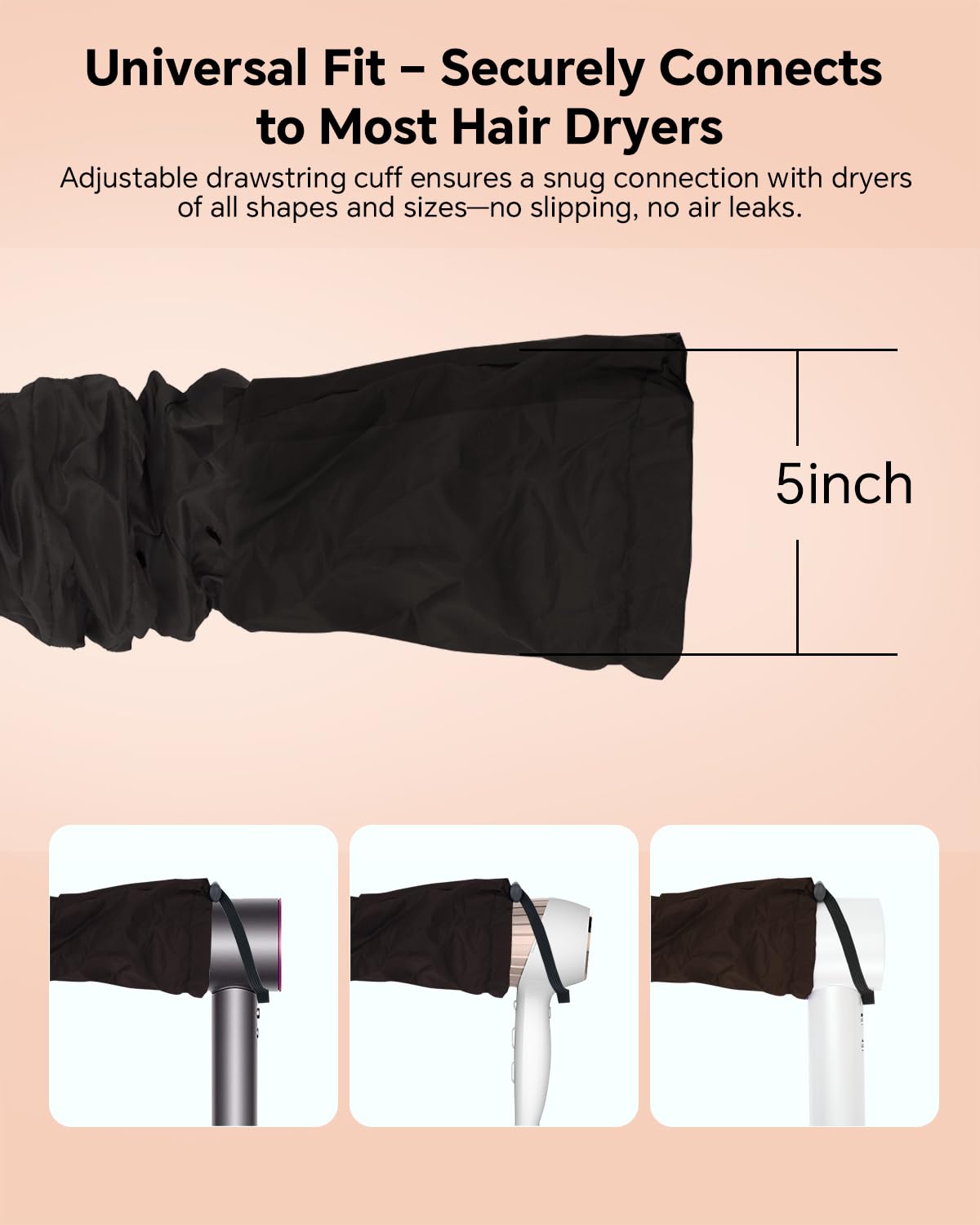 Boloye Hair Dryer Bonnet Attachment – 28.5" XL Hooded Dryer Cap for Faster Drying & Deep Conditioning, Extra-Large Space Fits Thick, Curly Hair & Styling Tools (Black, Extra Large)