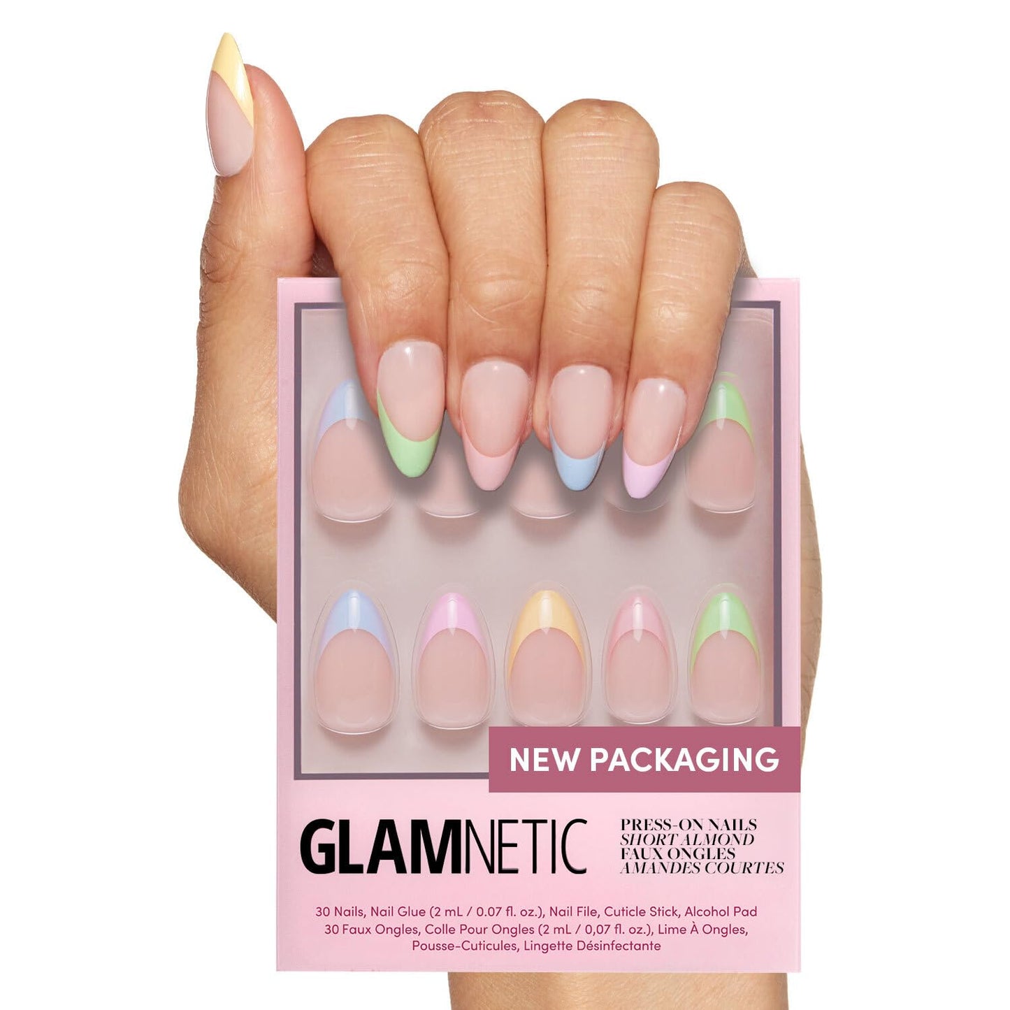 Glamnetic Press On Nails - Honey Bun | Trendy Velvet Sparkly Short Almond Nails | 30 Nail Kit with Glue, 15 Sizes